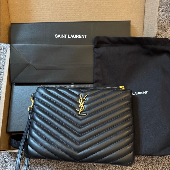 YSL CASSANDRE MATELASSÉ A5 POUCH IN LEATHER - Picture 1 of 12